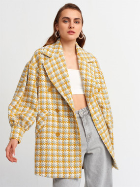 Self-Design Chex Open Front Long Shrug