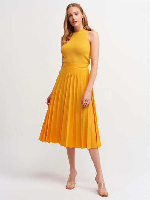 Flared Skirt And Crop Top Combo Yellow