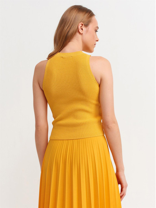 Flared Skirt And Crop Top Combo Yellow