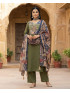 Royal Olive Heritage Printed Kurta Set with Artisanal Dupatta