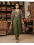 Royal Olive Heritage Printed Kurta Set with Artisanal Dupatta