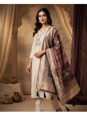 Royal Plum Floral Jacquard Dupatta Kurta Set