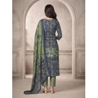 Royal Garden Olive Green Printed Suit Set