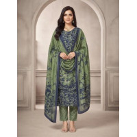 Royal Garden Olive Green Printed Suit Set