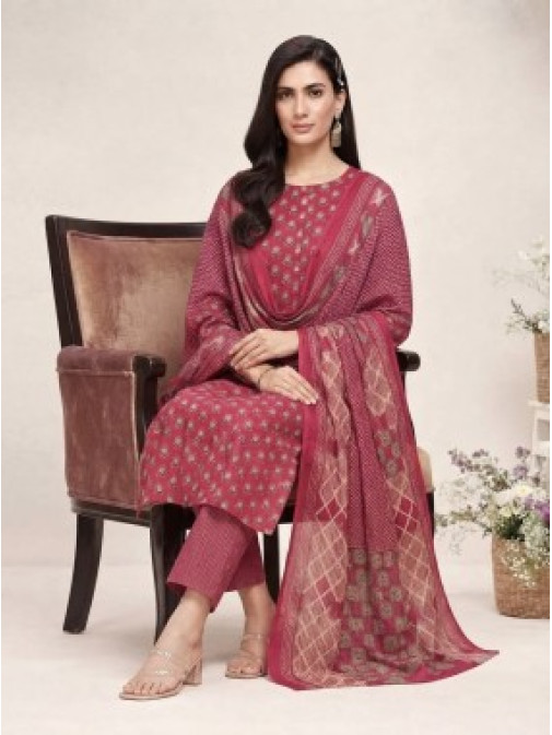 Aarohi Berry Pink Printed Kurta Dupatta Set