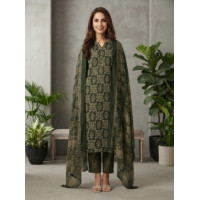Heritage Olive Green Cotton Kurta Pant Set