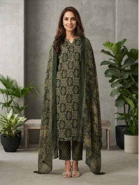 Heritage Olive Green Cotton Kurta Pant Set