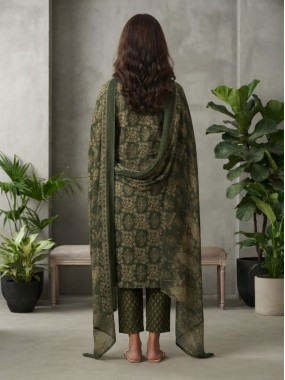 Heritage Olive Green Cotton Kurta Pant Set