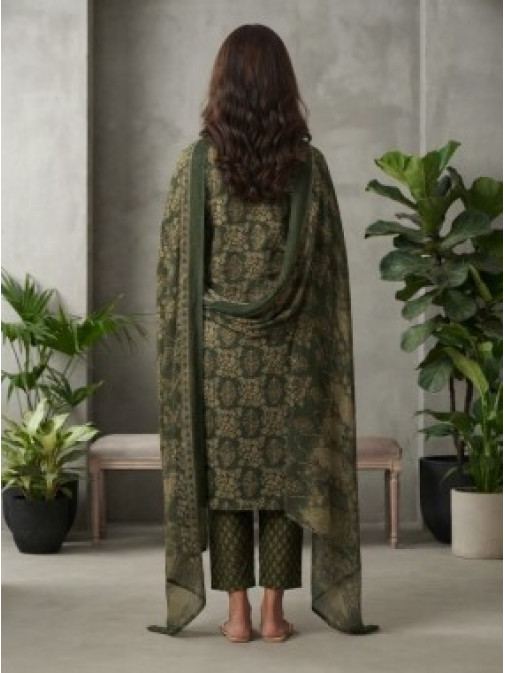 Heritage Olive Green Cotton Kurta Pant Set
