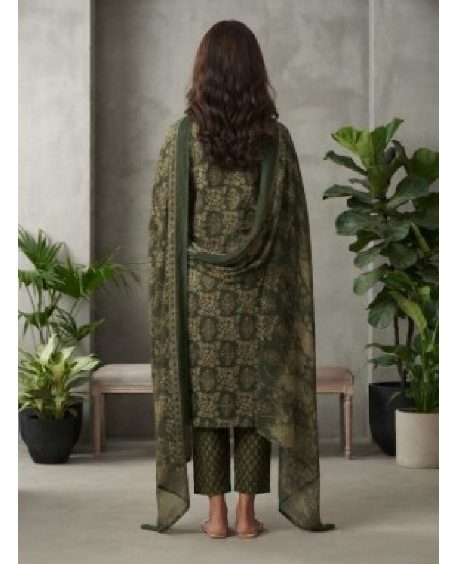 Heritage Olive Green Cotton Kurta Pant Set