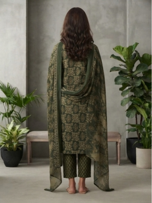 Olive Green Ethnic Elegance Suit Set