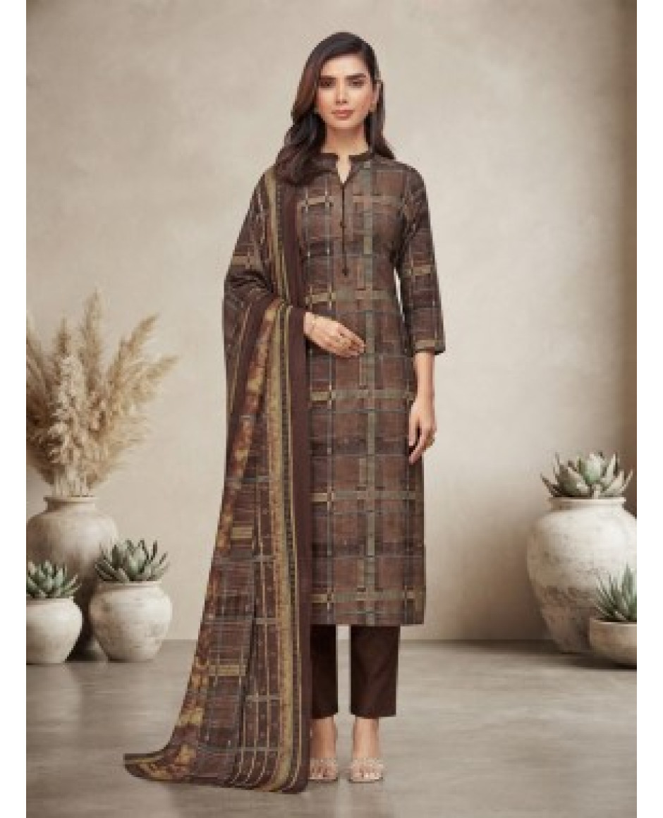 Brown Heritage Print Kurta Set