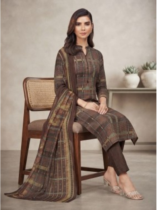 Brown Heritage Print Kurta Set