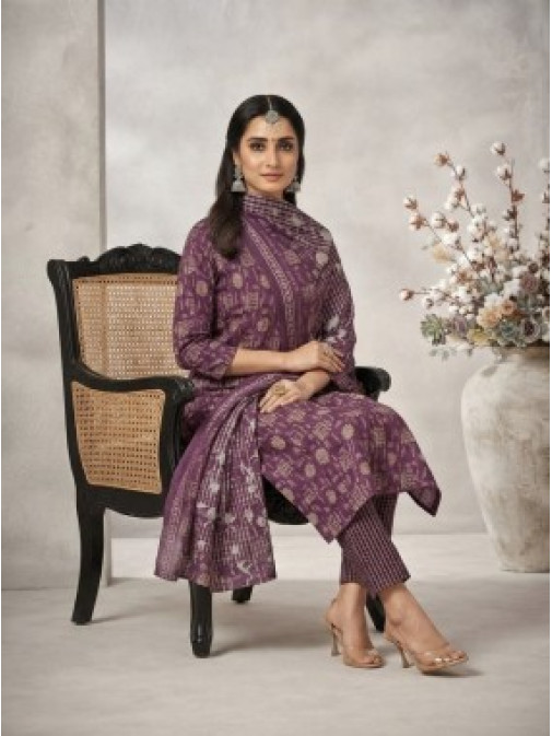 Purple Floral Printed Kurta Set Purple Floral Printed Kurta Set