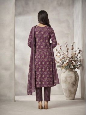Purple Floral Printed Kurta Set
