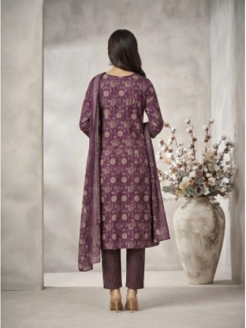 Purple Floral Printed Kurta Set Purple Floral Printed Kurta Set