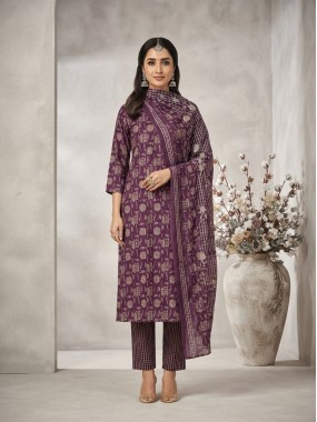 Purple Floral Printed Kurta Set