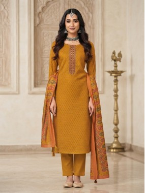 Mustard Printed Kurta Dupatta Set