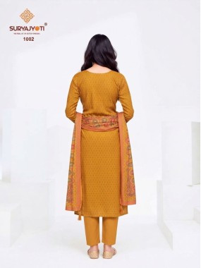 Mustard Printed Kurta Dupatta Set