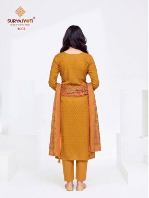 Mustard Printed Kurta Dupatta Set