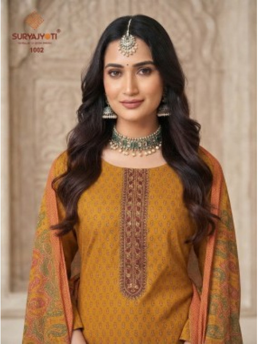 Mustard Printed Kurta Dupatta Set