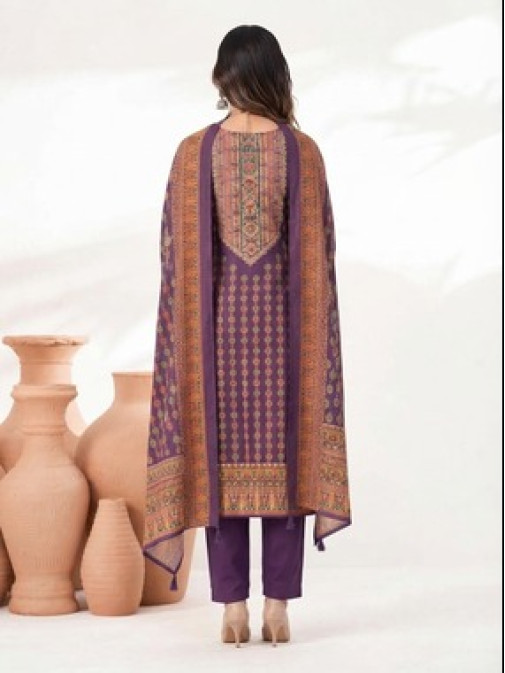 Royal Plum Printed Kurta Pant Dupatta Set