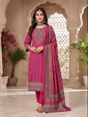 Royal Plum Ethnic Printed Suit Set