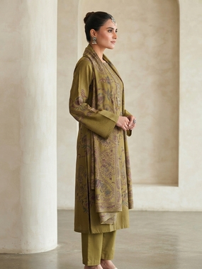 Regal Olive Paisley Kurta Dupatta Set