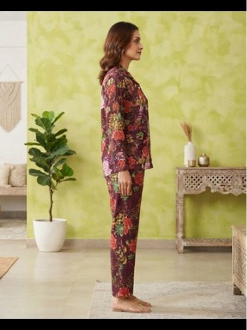 Wine Blossom Casual Co-ord Set