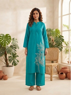 Turquoise Floral Grace Kurta Set